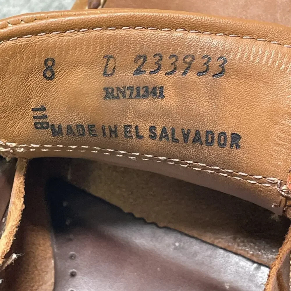 LL Bean Mens 8 D Brown Leather Boat Shoes Moc Toe Lace Up Casual